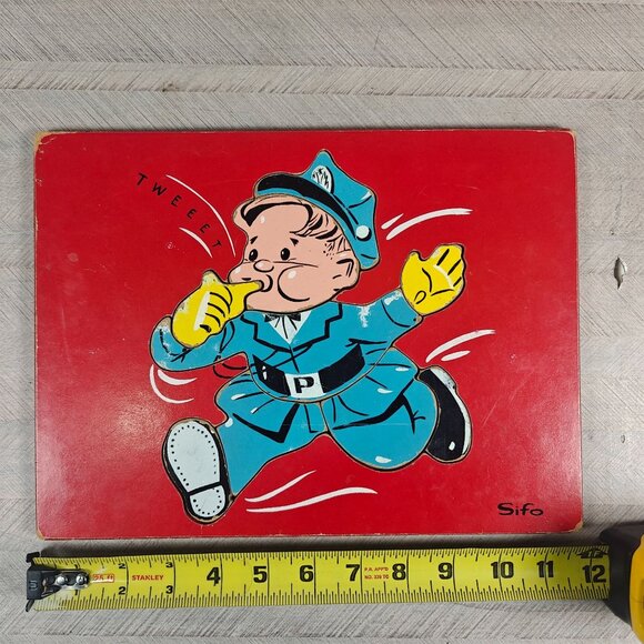 Vintage Sifo Policeman Wooden Puzzle Board Complete 60s 70s - Picture 2 of 5